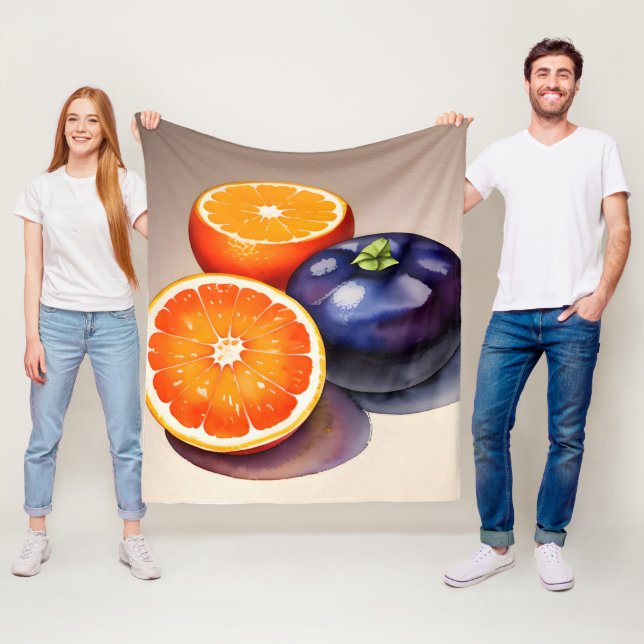 Couverture Polaire Aquarelle orange (En situation)