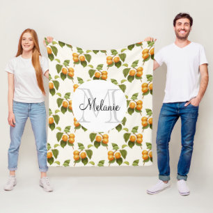 Couverture Polaire Aquarelle orange vintage Motif Monogramme