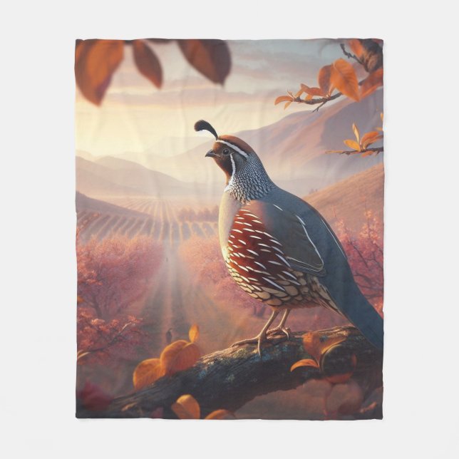 Couverture Polaire Aquarelle originale California Quail Bird (Devant)