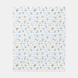 Couverture Polaire Aquarelle pastel bleu vert couleurs coquilles