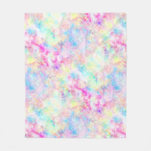 Couverture Polaire Aquarelle Pastel Rainbow Tie Dye