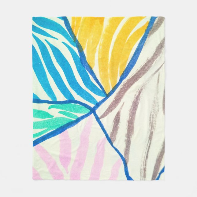 Couverture Polaire Aquarelle patchwork : style de peinture sale. (Devant)
