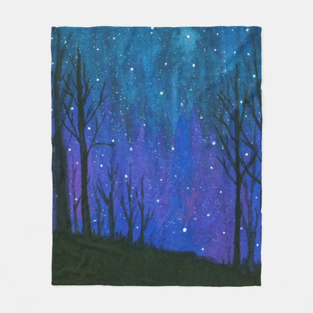 Couverture Polaire Aquarelle Paysage Art Nuit Sky Stars Univers (Devant)