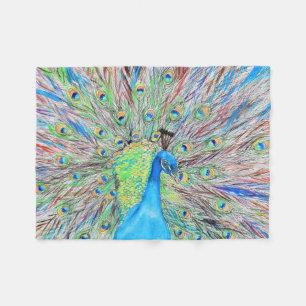 Couverture Polaire Aquarelle Peacock peinture