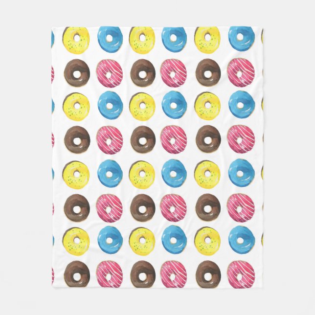 Couverture Polaire Aquarelle petits beignets, motif sans soudure. (Devant)