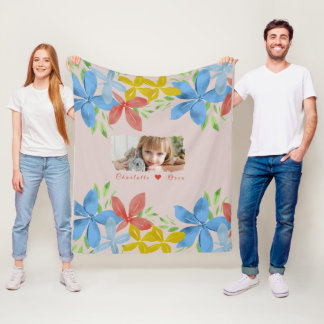 Couverture Polaire Aquarelle photo personnalisée Floral