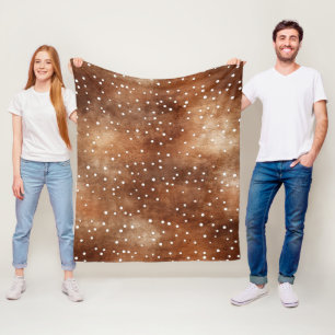 Couverture Polaire Aquarelle Pointe Polka dans café Brown et blanc (2
