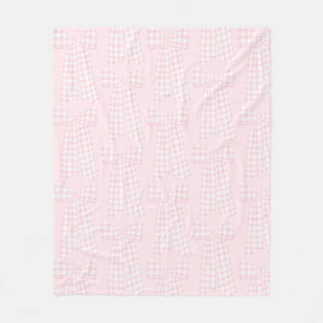 Couverture Polaire Aquarelle Preppy Rose En vichy Bow (Devant)