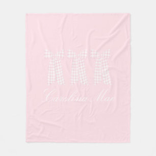 Couverture Polaire Aquarelle Preppy Rose En vichy Bow