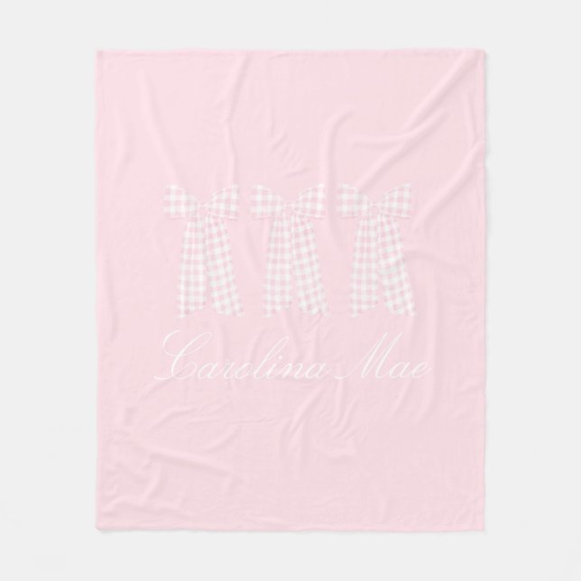 Couverture Polaire Aquarelle Preppy Rose En vichy Bow (Devant)