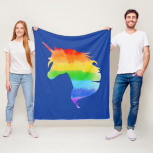 Couverture Polaire Aquarelle Rainbow Unicorn