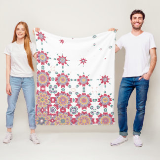 Couverture Polaire Aquarelle rose, blanc et violet Design floral