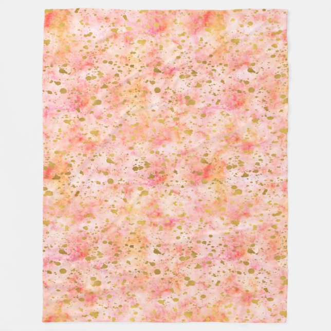 Couverture Polaire Aquarelle rose Fille (Devant)