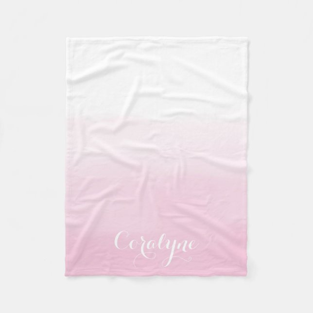 Couverture Polaire Aquarelle rose pâle Ombre personnalisé (Devant)