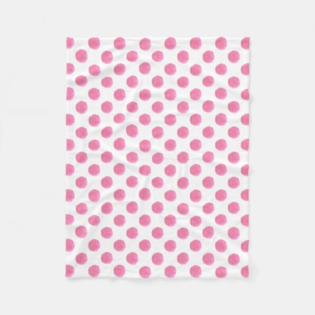 Couverture Polaire aquarelle rose pois dotty design (Devant)