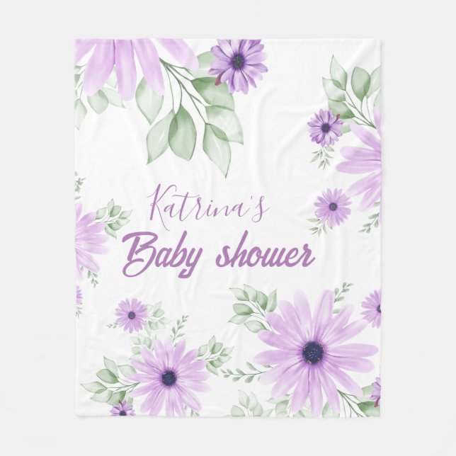 Couverture Polaire Aquarelle rose romantique Baby shower Floral (Devant)