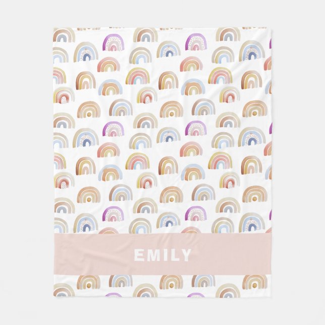 Couverture Polaire Aquarelle rose tendance arc-en-ciel (Devant)