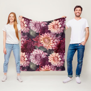 Couverture Polaire Aquarelle Rouge rose Dahlia Motif Design
