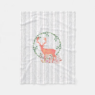 Couverture Polaire Aquarelle Russe Reindeer Boho