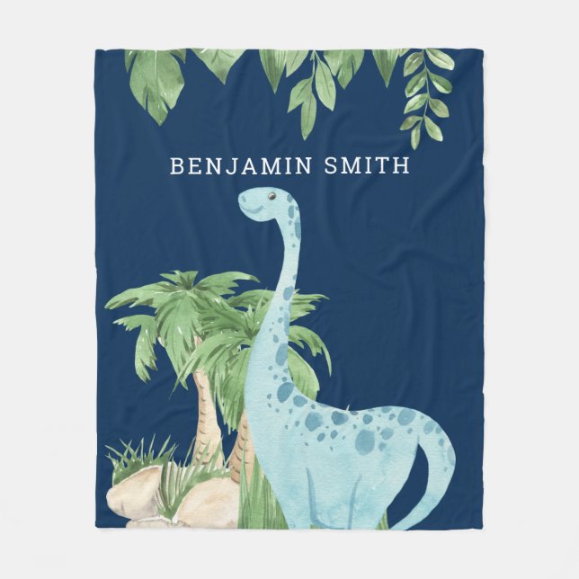 Couverture Polaire Aquarelle rustique mignon Dinosaure Personnalisé M (Devant)