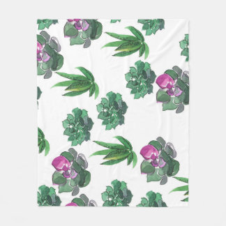 Couverture Polaire Aquarelle Succulente Conception Motif transparente