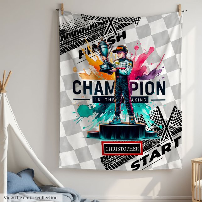 Couverture Polaire Aquarelle tendance Racing Sport Voiture Boy Blanke (Trendy Watercolor Racing Sport Car Boy Blanket)