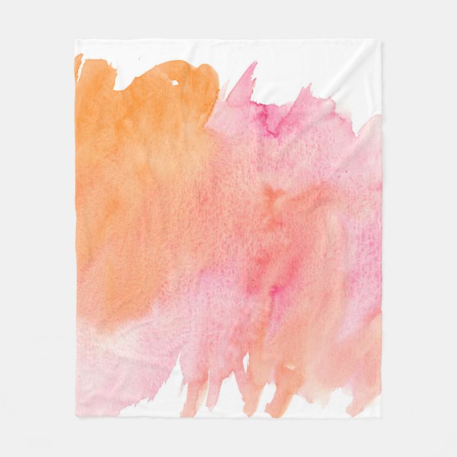 Couverture Polaire Aquarelle texture rose orange (Devant)