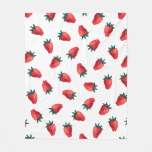 Couverture Polaire Aquarelle transparente motif avec fraises