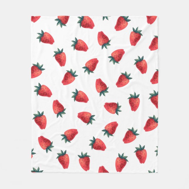 Couverture Polaire Aquarelle transparente motif avec fraises (Devant)