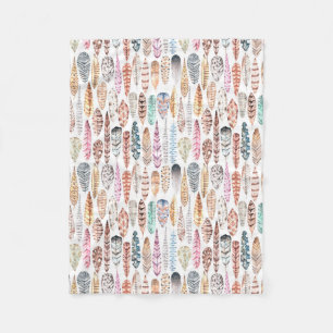 Couverture Polaire Aquarelle Tribale Bohème colorée