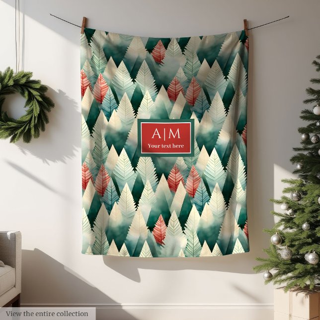 Couverture Polaire Aquarelle unique festive tonalités profondes jetée (Unique watercolor festive deep tones holiday throw Fleece Blanket)