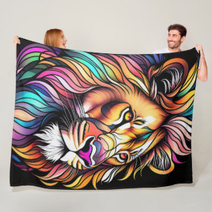 Couverture Polaire Aquarelle Verre verni Style Lion