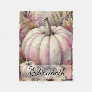 Couverture Polaire Aquarelle vintage des citrouilles et des feuilles