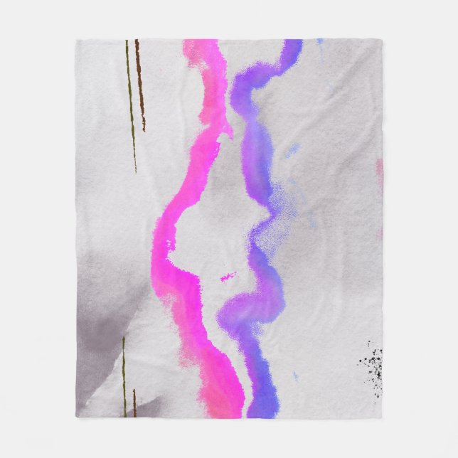 Couverture Polaire Aquarelle violet et rose Abstrait (Devant)