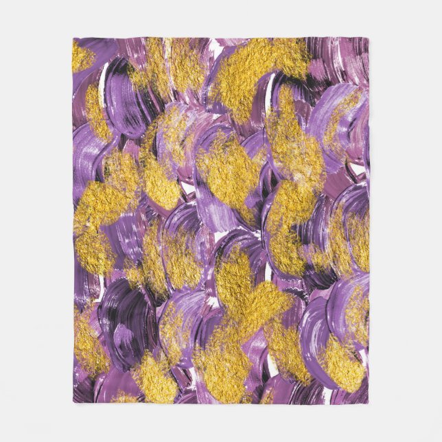 Couverture Polaire Aquarelle violette : Fusion d'or artistique. (Devant)