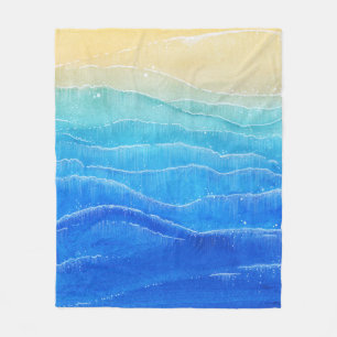 Couverture Polaire Aquarelle vue mer et plage.