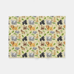 Couverture Polaire Aquarelle Wild Animal Safari Jungle Motif