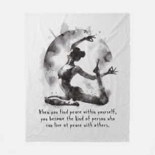Couverture Polaire Aquarelle Yoga Reiki Pose King Pigeon à une jambe