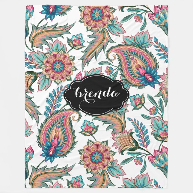 Couverture Polaire Aquarelles colorées Ethnic Paisley Motif (Devant)