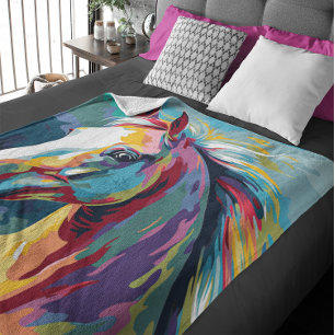 Couverture Polaire Aquarelles Illustration de la tête de cheval