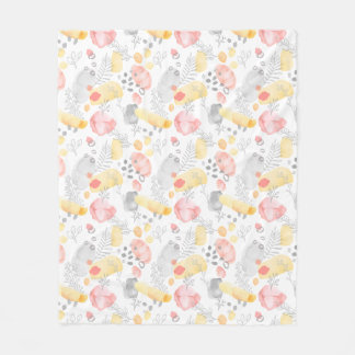 Couverture Polaire Aquarelles rose et jaune Abstraites