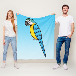 Couverture Polaire Ara perroquet oiseau carton bleu et jaune