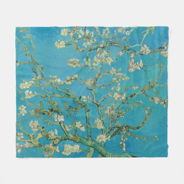 Couverture Polaire Arbre d'amande en fleurs par Van Gogh (Devant (Horizontal))