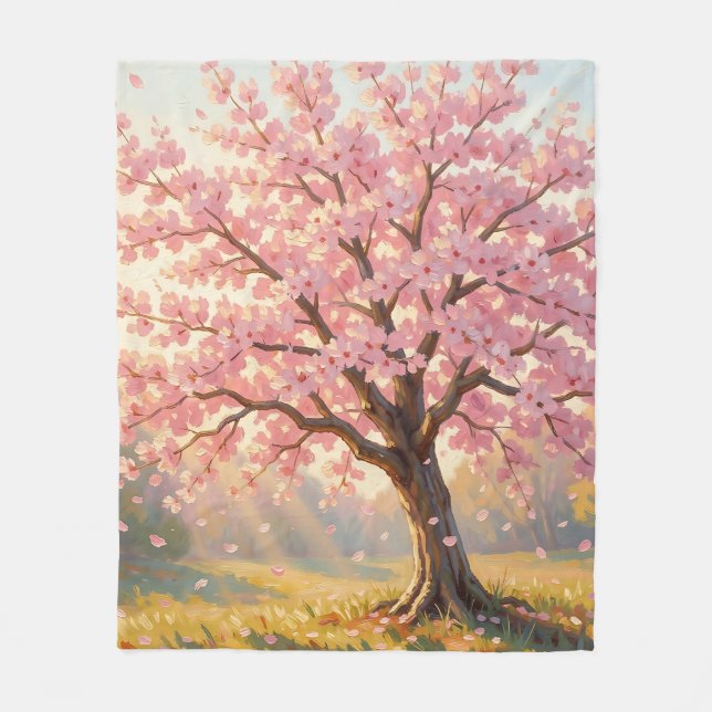 Couverture Polaire Arbre de cerisier en fleurs Printemps  (Devant)