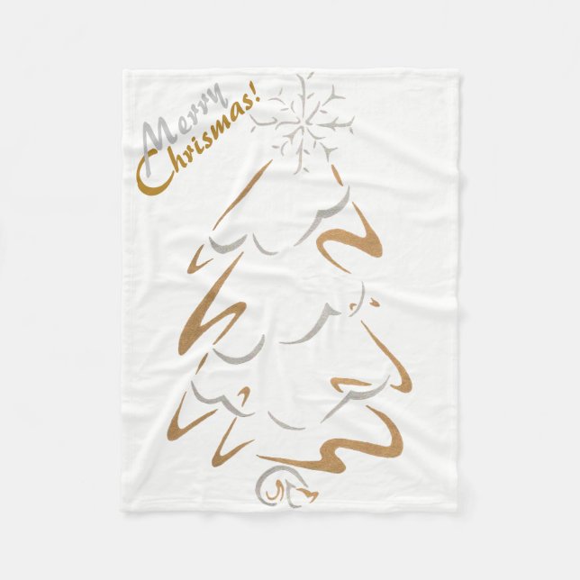 Couverture Polaire Arbre de Chrismas d'or et d'argent (Devant)
