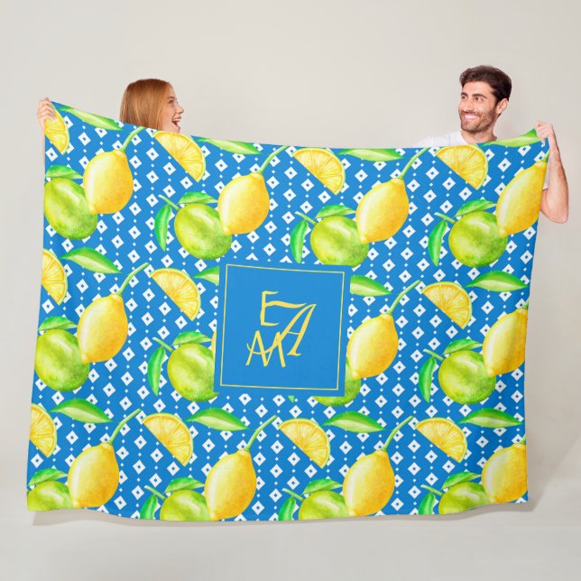 Couverture Polaire Arbre de citron océan bleu MONOGRAM Mariage (En situation)