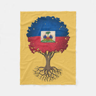 Couverture Polaire Arbre de drapeau de la vie haïtien personnalisabl