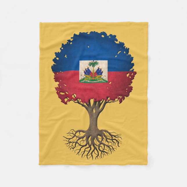 Couverture Polaire Arbre de drapeau de la vie haïtien personnalisable (Devant)