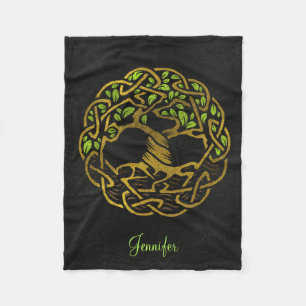 Couverture Polaire Arbre de la vie - Yggdrasil - or avec le nom fait