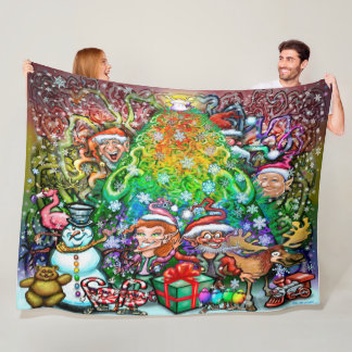 Couverture Polaire Arbre de Noël avec Blanche en polaire Twisty Frien